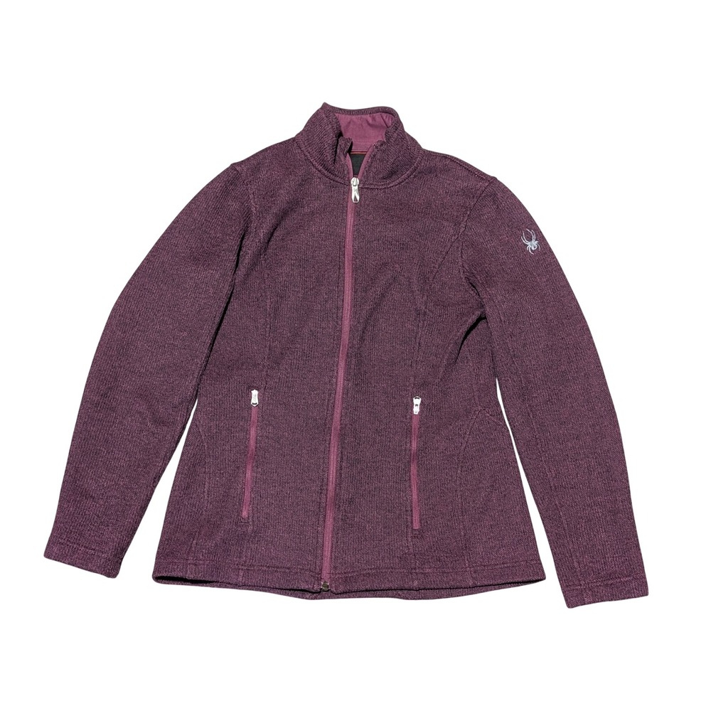 Spyder Jacket Womens Medium Purple Full Zip Sweater Knit Fleece Lined Activewear